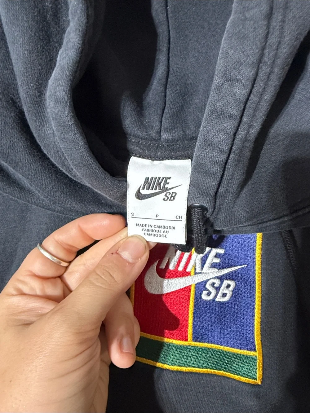 Nike Black Crewneck Hoodie with Multicolor SB Patch